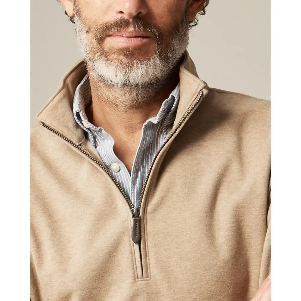 J. Crew Seaboard Soft-Knit Quarter-Zip Sweatshirt Heather Mushroom Size L NWT